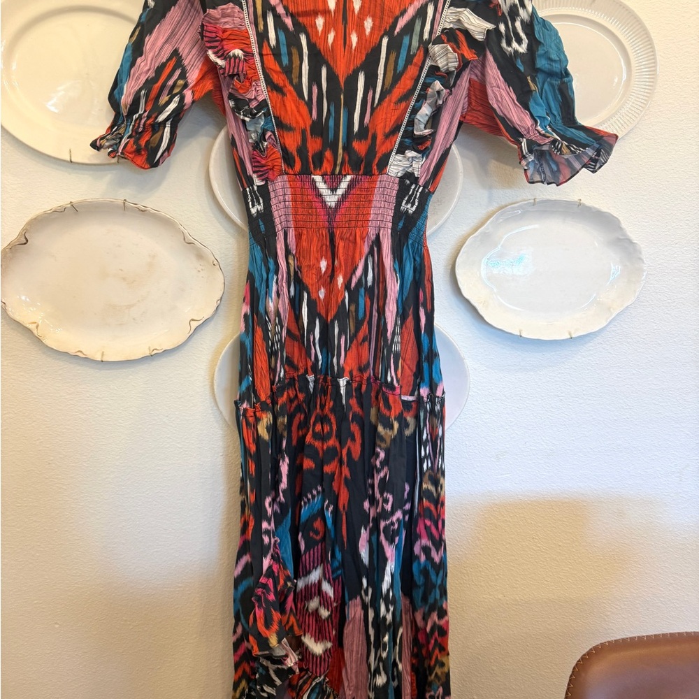 Vibrant Multicolor Ruffle Maxi Dress